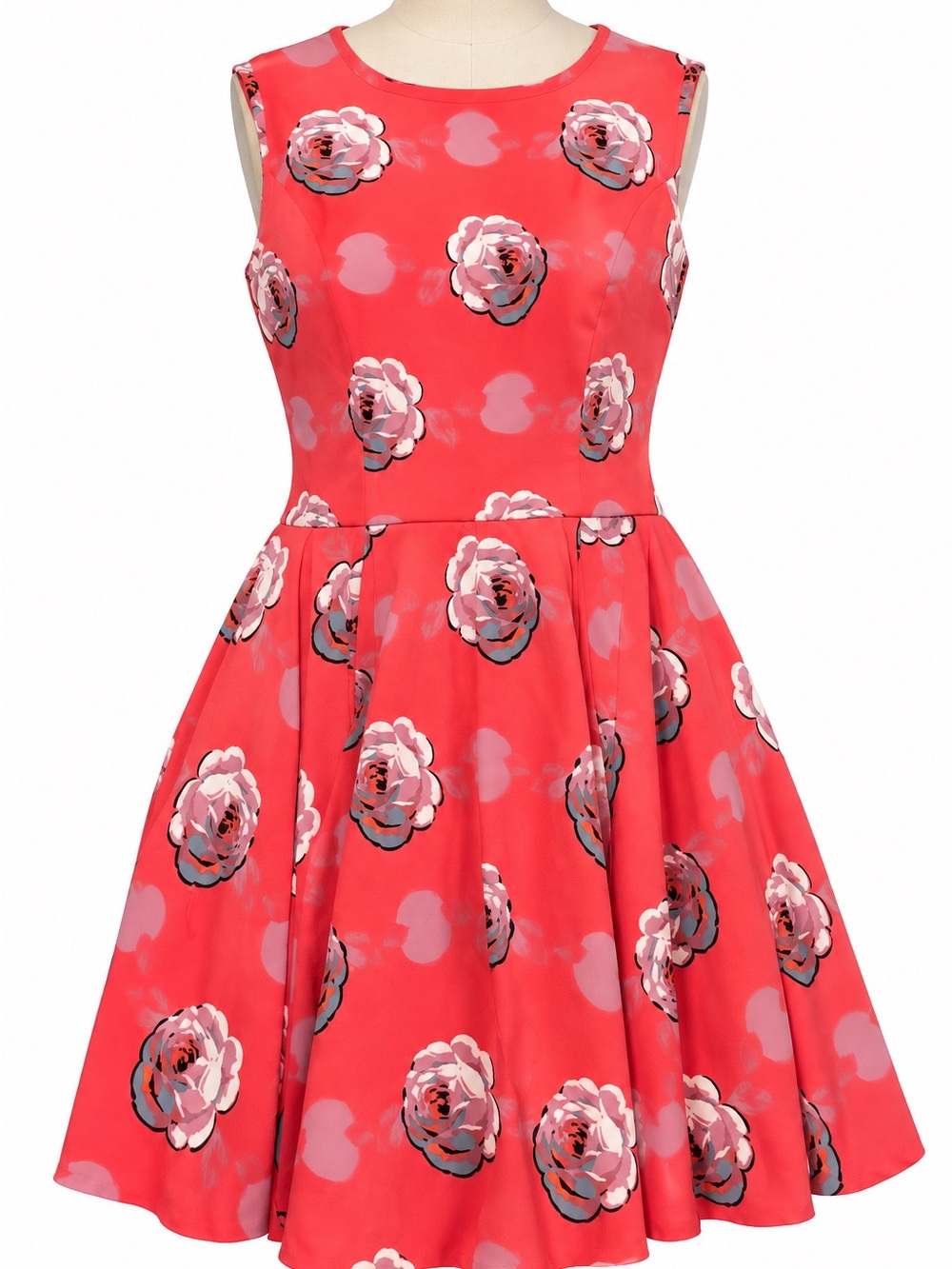 Maison Jules Coral Floral Fit & Flare Dress